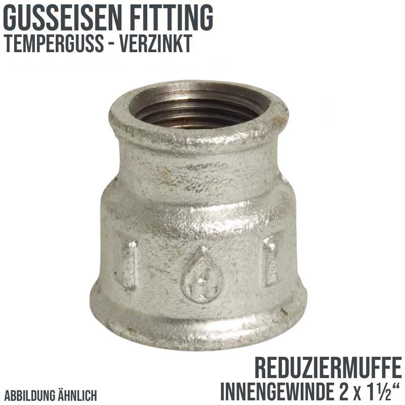 2" x 1 1/2" Gusseisen Temperguss Reduziermuffe Nr. 240 Innengewinde IG PN 25 bar