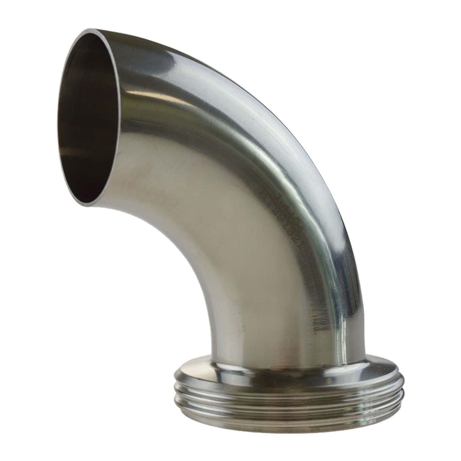 DN 80 Milchrohr Verschraubung DIN 11851 VT Vaterteil Stutzen 90° Bogen ÜWM Außengewinde Anschweißende ID x AD 81 x 85 mm - PN 25 bar