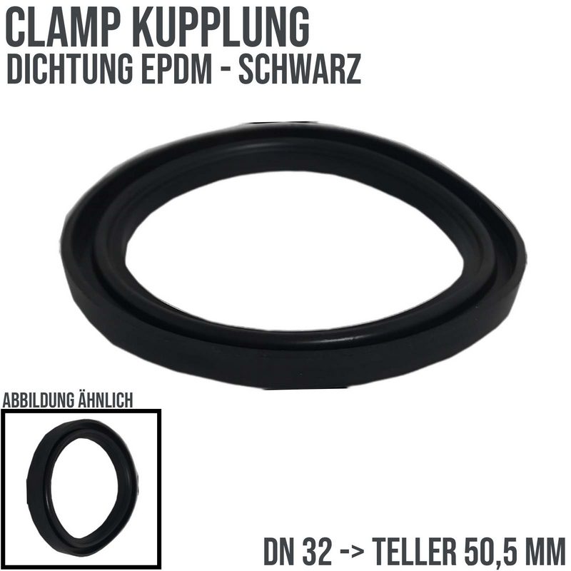 DN 32 CLAMP Kupplung 50,5 mm Dichtung EPDM FDA - schwarz