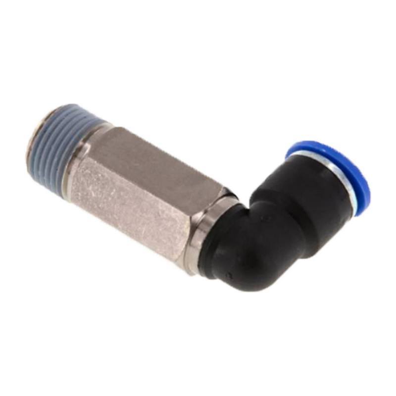 4 mm x 1/4" Pneumatik Steck Verbinder Winkel 90° lang IQS Außengewinde konisch - PN 20 bar