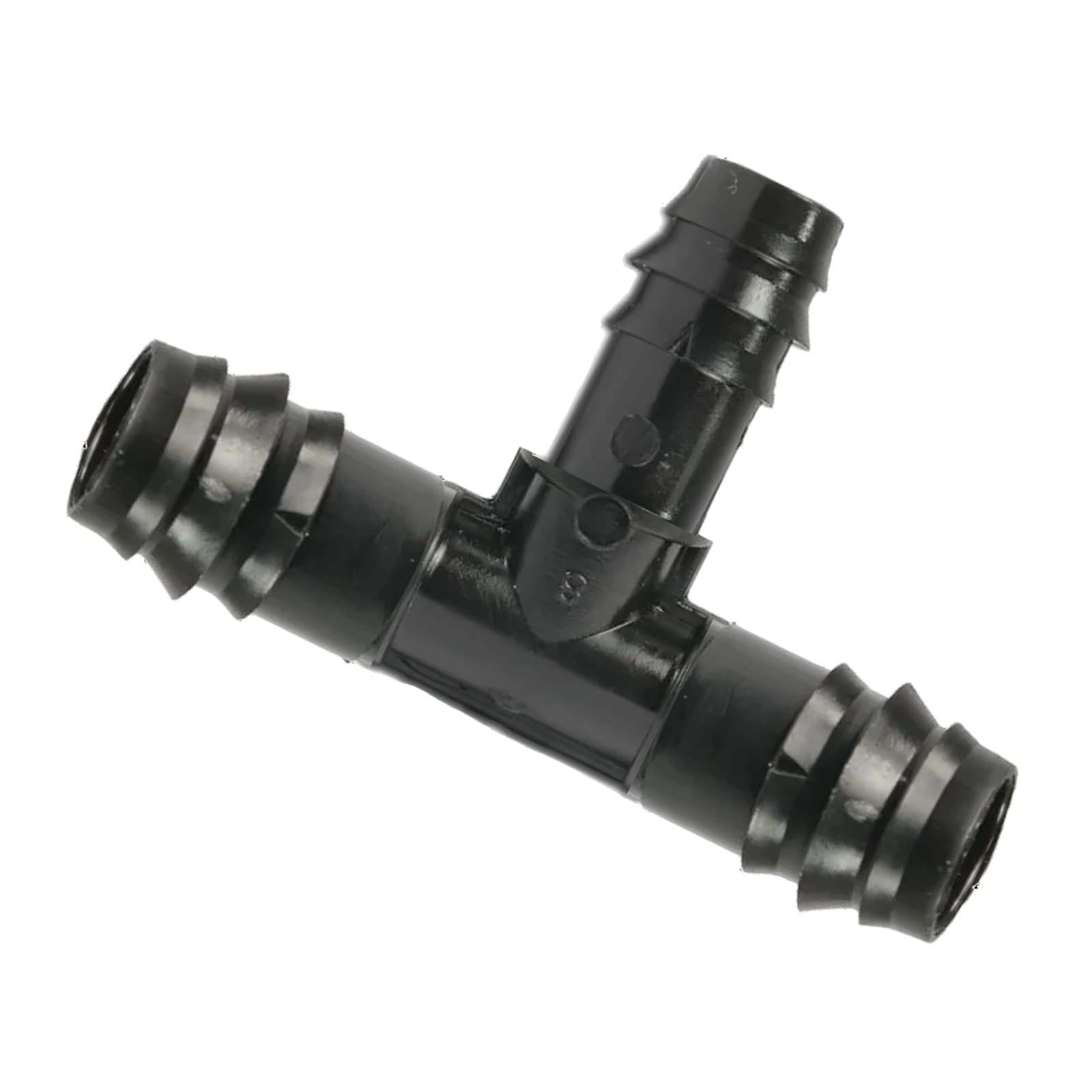 20 x 16 mm POM T-Stück 90° Schlauch Verbinder Stutzen Tülle reduziert Kupplung Tropf Fitting schwarz PN 4 bar
