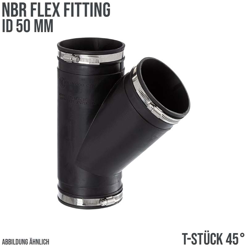 50 mm NBR Flex Fitting T-Stück 45° Verbinder Reparatur (Klemmbereich 43 - 52 mm)