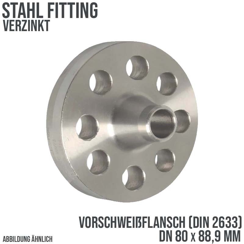 DN 80 x 88,9 mm Vorschweiß Flansch Stumpfschweißung Stahl verzinkt DIN 2633 - PN 16 bar