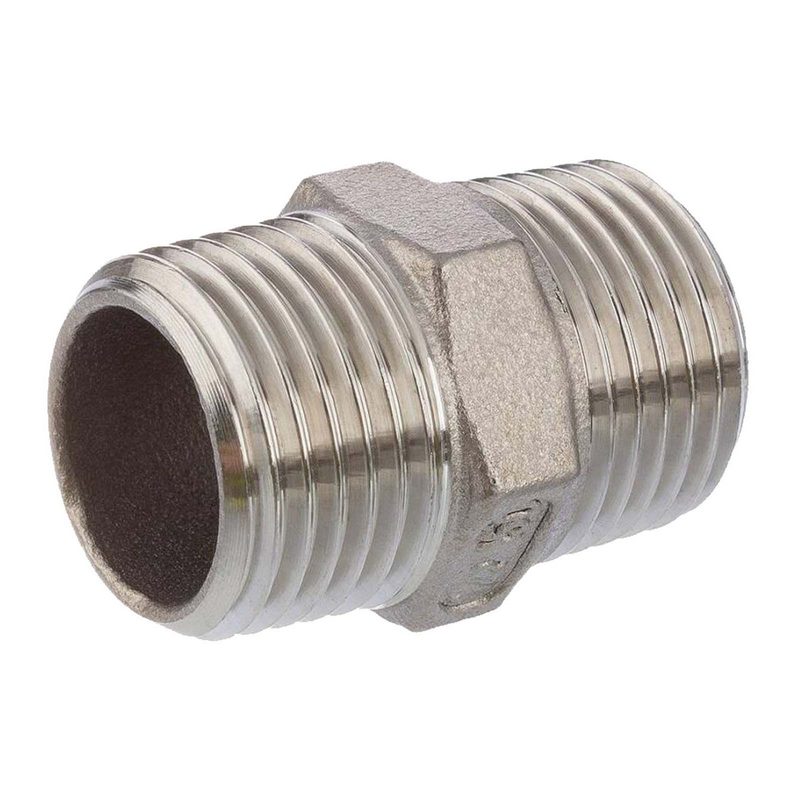 3/8" Edelstahl Fitting V4A AISI 316 Nr. 280 - Doppelnippel Außen x Außengewinde AG - PN 16 bar
