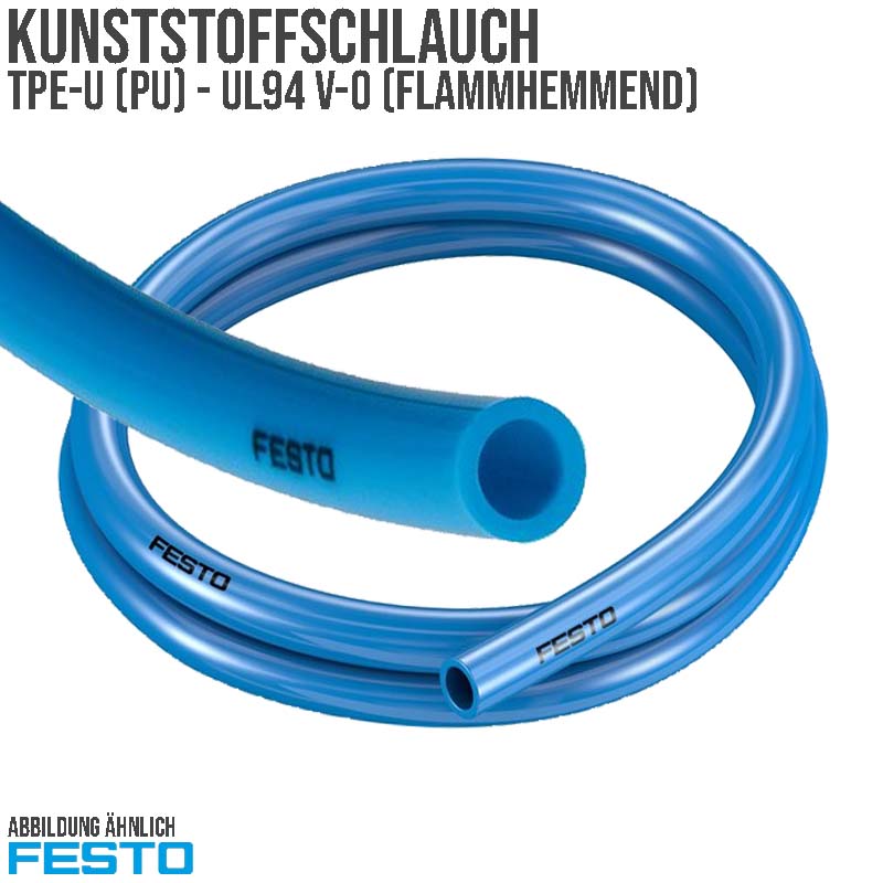 16 x 11 mm TPE Kunststoff Pneumatik Druckluft Wasser Schlauch PUN-V0-C blau UL94 (525444) - PN 10 bar