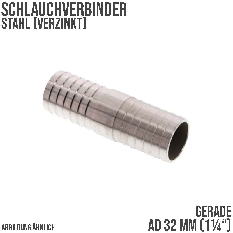 32 mm 1 1/4" Stahl Schlauch Verbinder Kupplung Tülle Stutzen massiv PN 10 bar