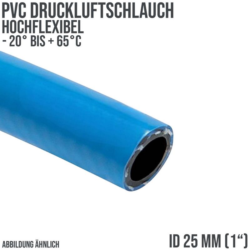 25 x 33,5 mm PVC Spezial Druck Kompressor Luft Schlauch hochflexibel SOFT blau - PN 15 bar
