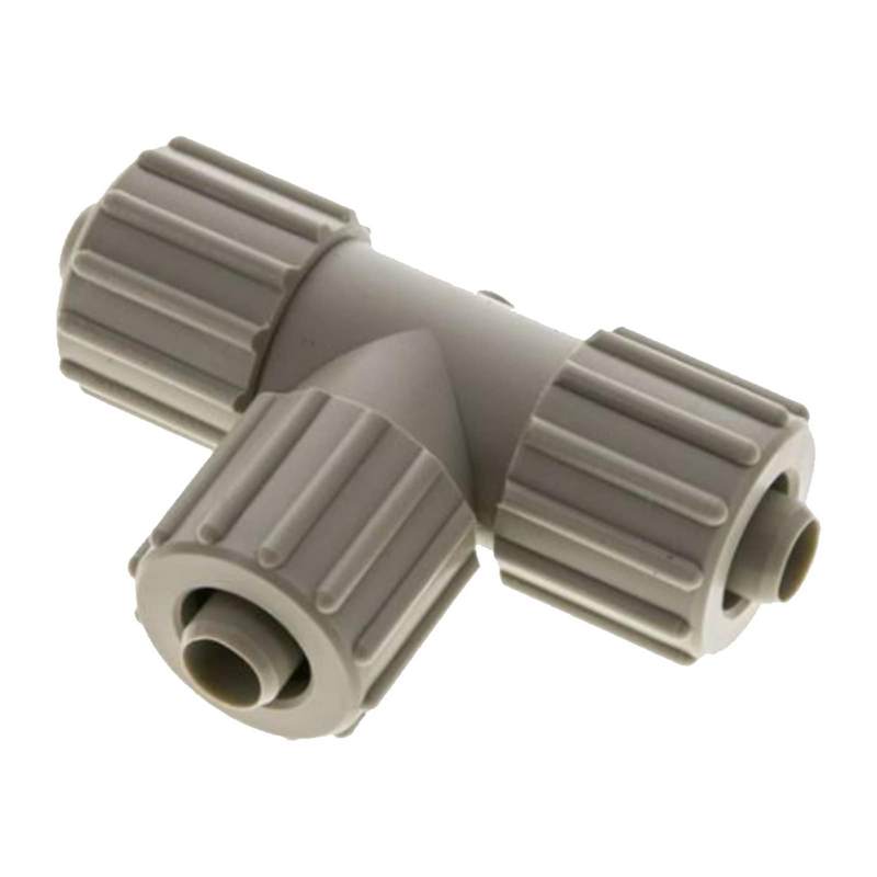 12 x 6 mm T-Stück 90° TX Fitting Gewebe Schlauch Verbinder FDA PP beige - PN 10 bar