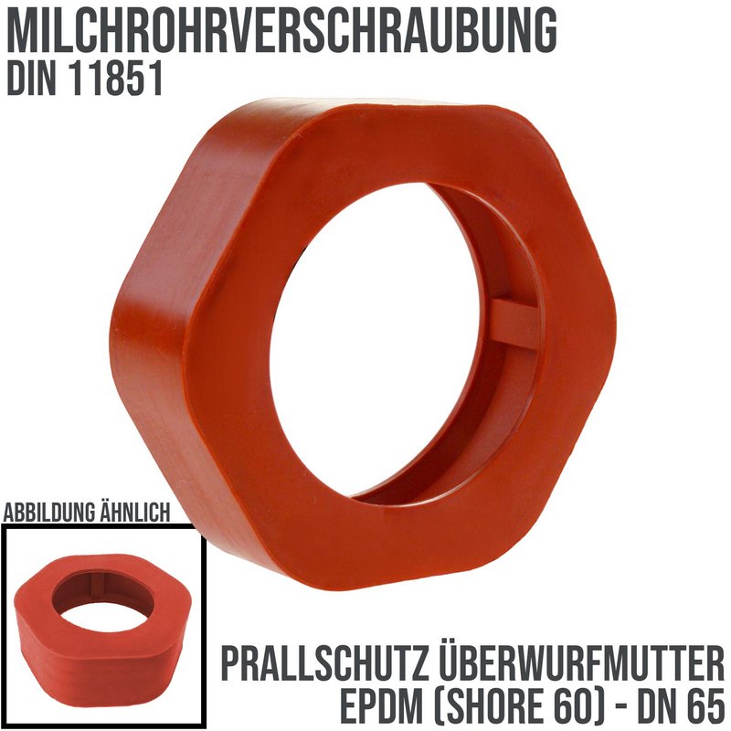 DN 65 Milchrohr Verschraubung DIN 11851 Prallschutz Überwurfmutter Gummi EPDM - rot