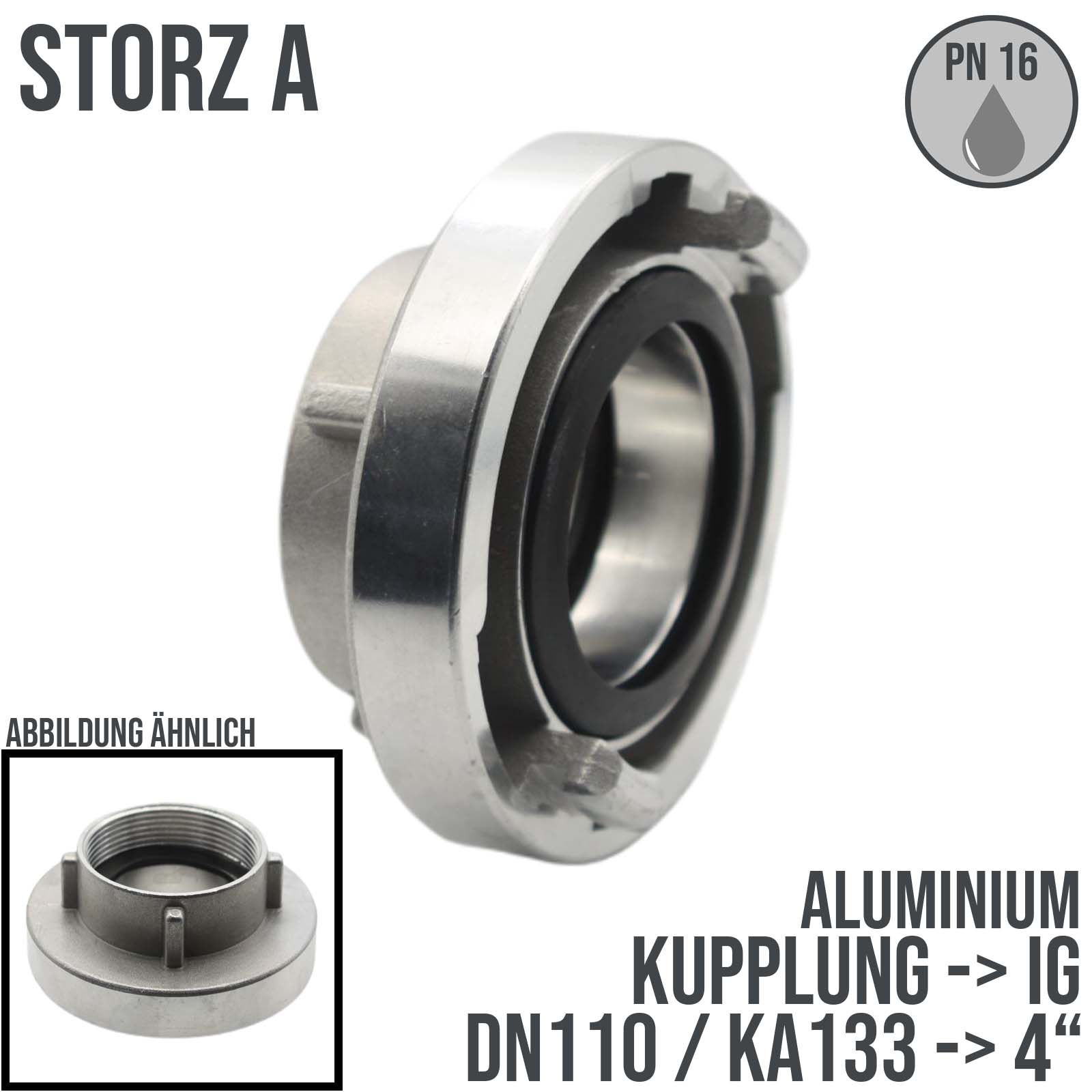 STORZ A DN110 KA133 Kupplung Innengewinde IG 4" Saug Bau Feuerwehr Schlauch PN 16 bar