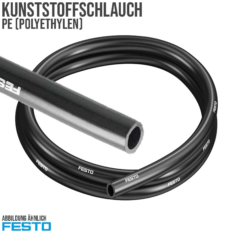 16 x 12 mm PE Kunststoff Pneumatik Druckluft Wasser Schlauch PLN KTW-A W270 schwarz (539065) - PN 14 bar