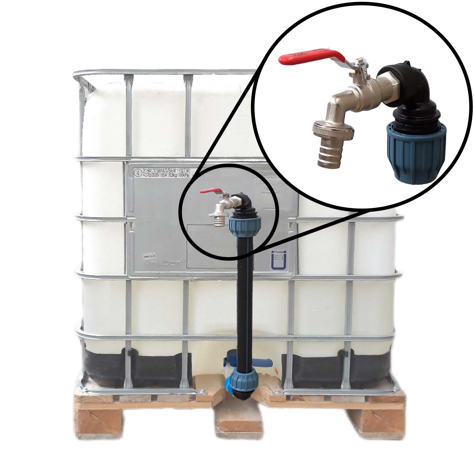 IBC Container Anschluss Set Schwanenhals Auslaufventil Wasserhahn