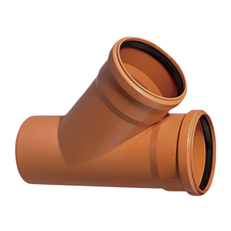 110 mm PVC T-Stück 45° Abzweig Abfluß Abwasser HT KG Rohr SN4 Steckmuffe x Stutzen rostbraun