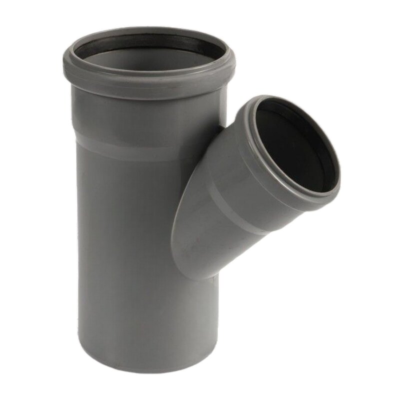 110 x 75 mm PP T-Stück 45° Abzweig Abfluß Abwasser HT KG Rohr Steckmuffe x Stutzen grau