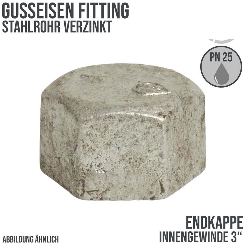 3" Gusseisen Temperguss Fitting Nr. 300 Endkappe Innengewinde IG DVGW PN 25 bar