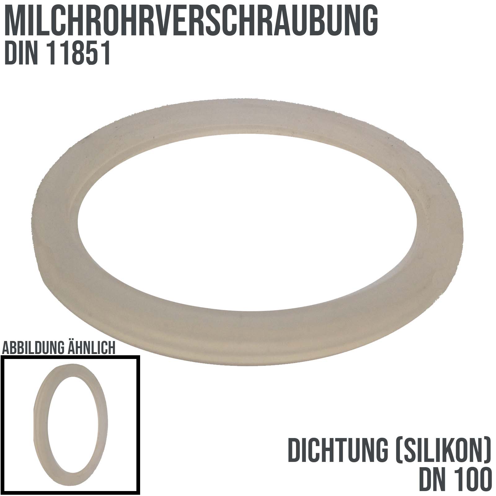 DN 100 Milchrohr DIN 11851 Dichtung Silikon transparent FDA - 104 x 114 x 6 mm