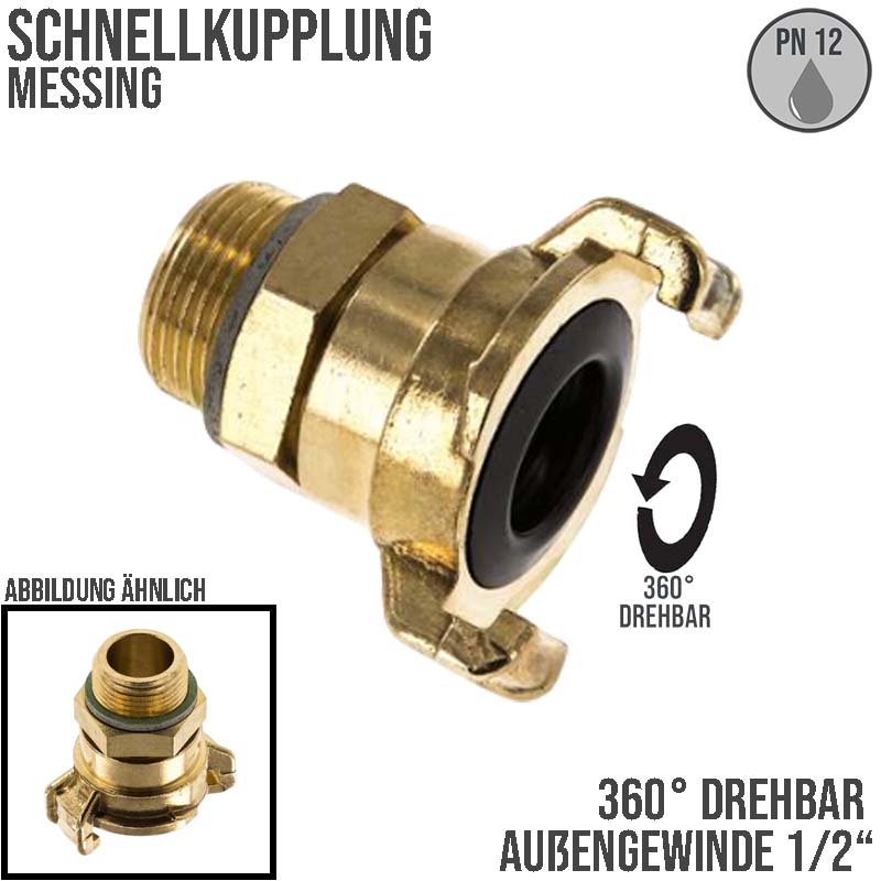 1/2" Schnellkupplung Gewindestück Innengewinde AG drehbar Messing (GEKA kompatibel) - PN 12 bar