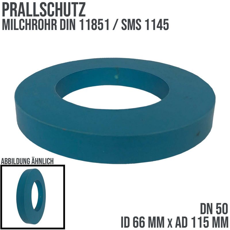 DN 50 Milchrohr Verschraubung DIN 11851 SMS 1145 Prall Schutz Gummi NR ID x AD 66 x 115 mm - blau