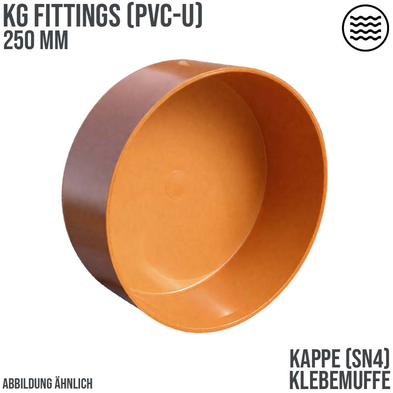 250 mm PVC Kappe Abfluß Abwasser HT KG Rohr SN4 Klebemuffe rostbraun