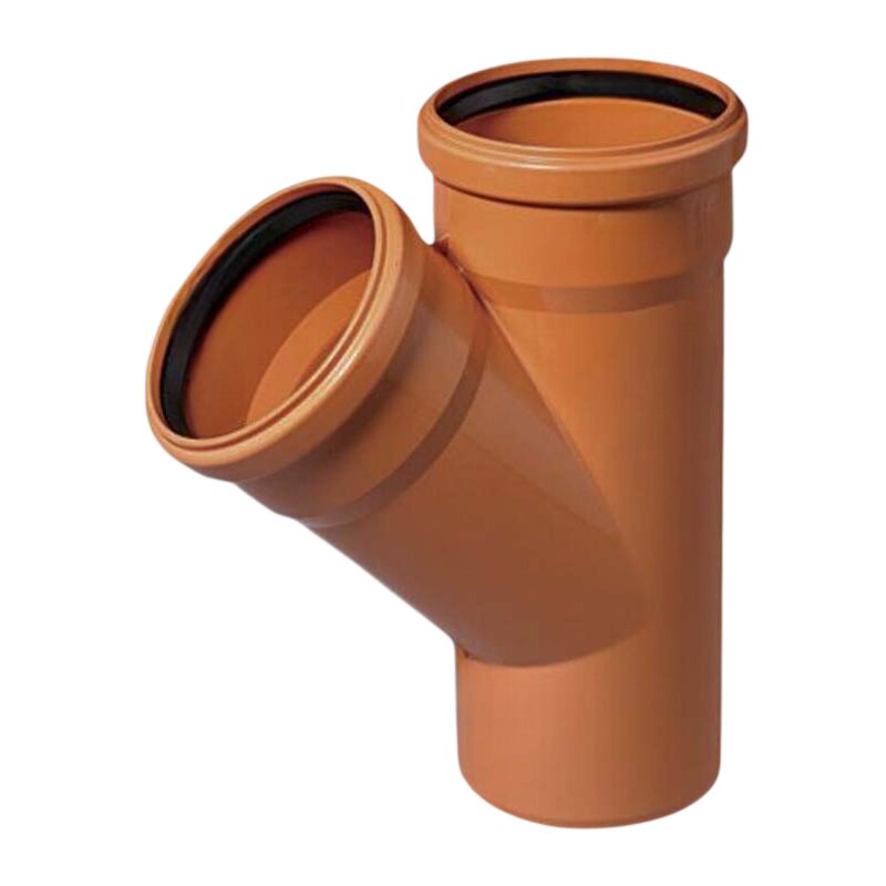 315 mm PVC T-Stück 45° Abzweig Abfluß Abwasser HT KG Rohr SN4 Steckmuffe x Stutzen rostbraun