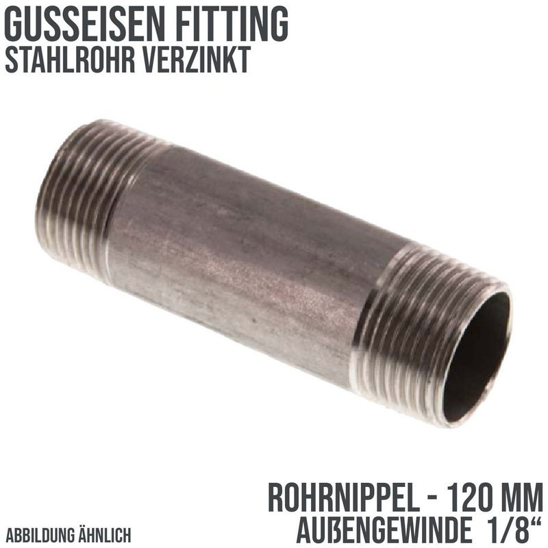 1/8" Rohrnippel Nr. 23 Stahl verzinkt 120 mm Außen x Außengewinde AG Fittings - PN 16 bar