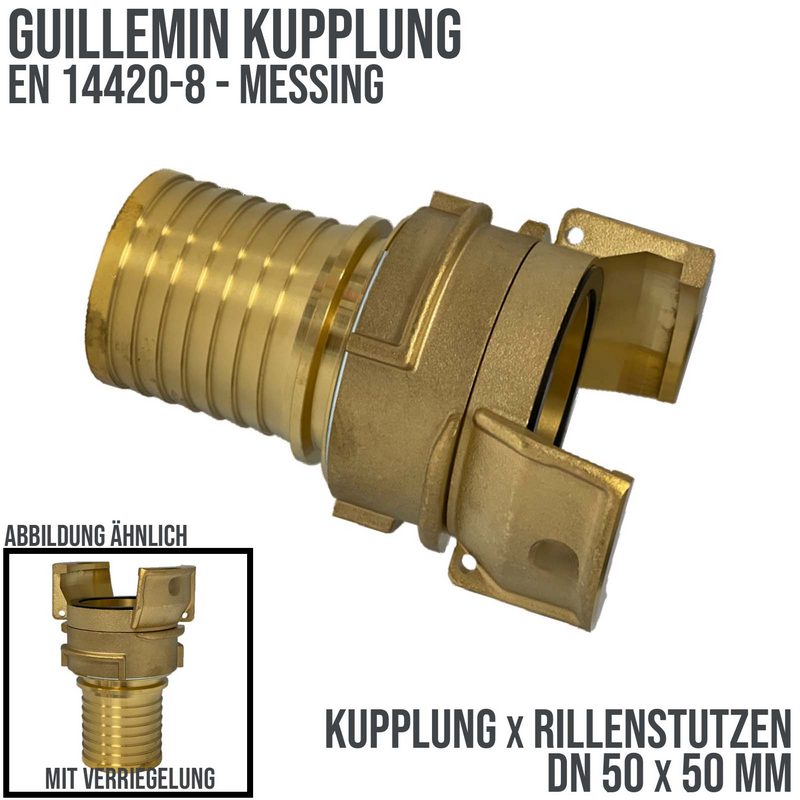 DN 50 Guillemin Kupplung Verriegelung Rillen Stutzen Tülle 50 mm Sicherungsbund Messing - PN 16 bar