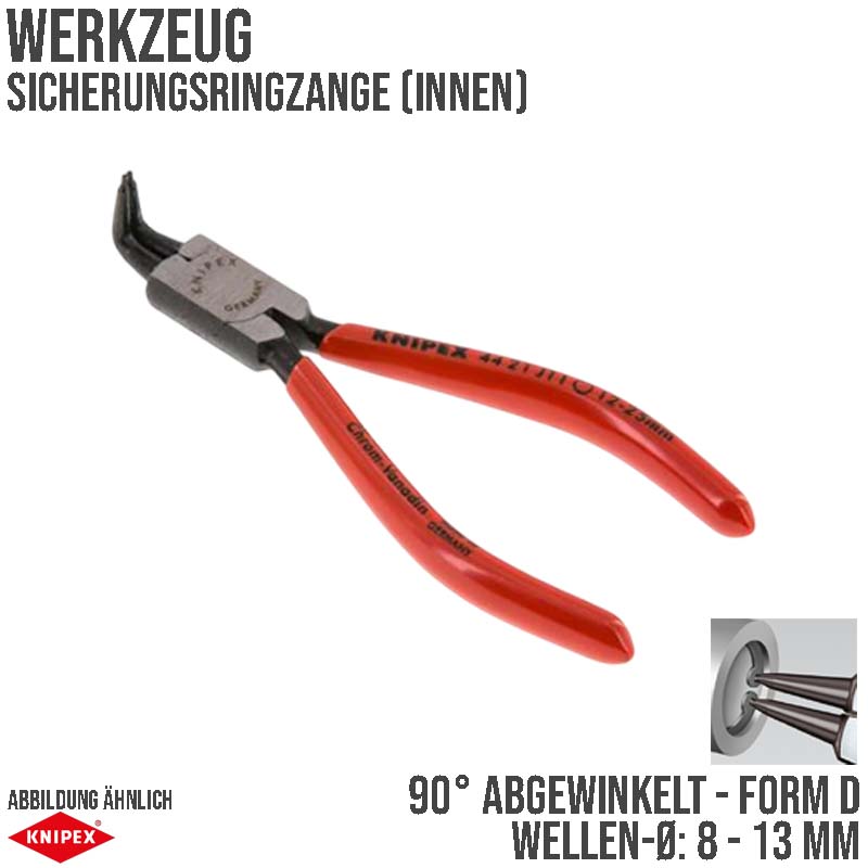 130 mm Sicherungsring Zange innen 90° abgewinkelte Form D - J01 Knipex