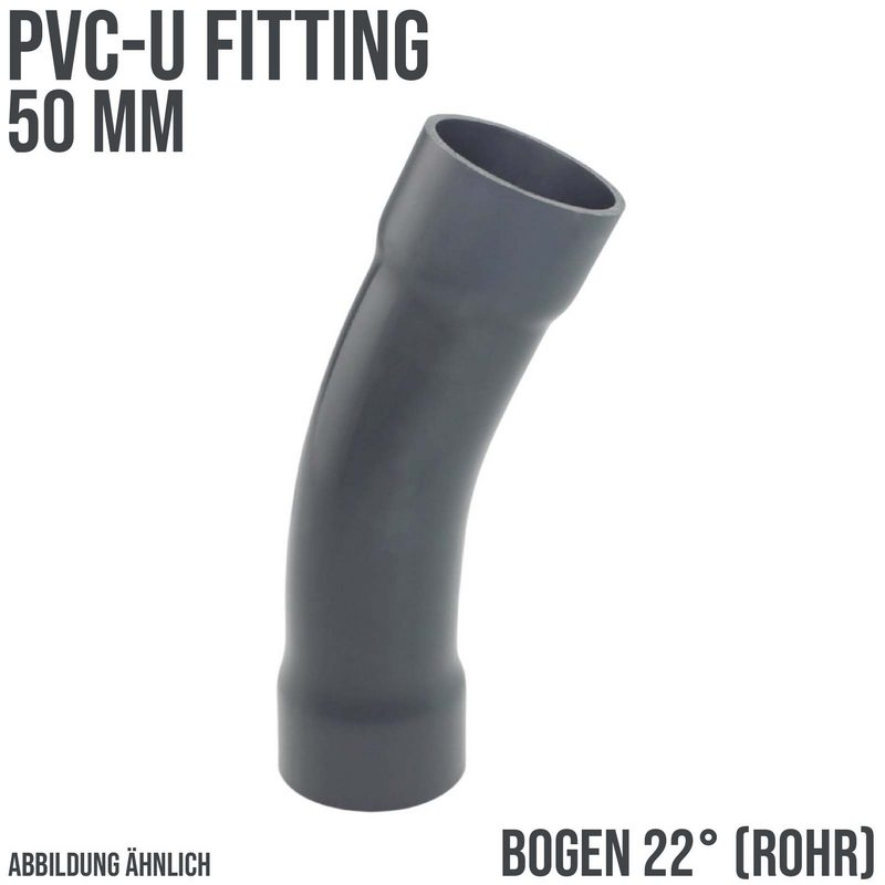 50 mm PVC Klebe Fitting Bogen Winkel 22° (Rohr) Muffe Verbinder - PN 10 bar
