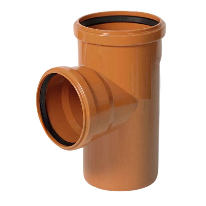 315 x 110 mm PVC T-Stück 87° red. Abzweig Abfluß Abwasser HT KG Rohr SN4 Steckmuffe x Stutzen rostbraun