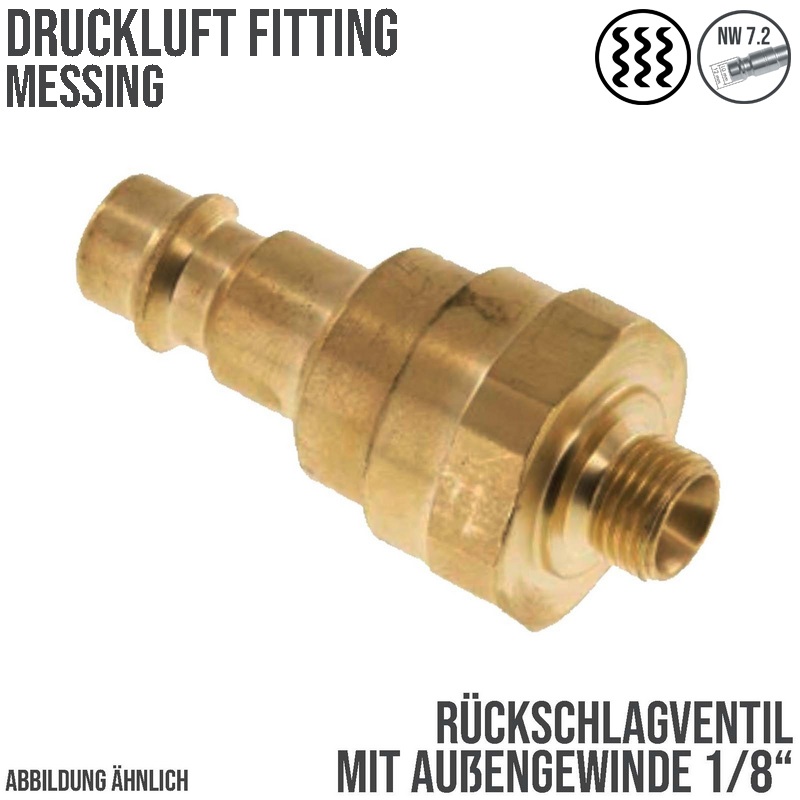 1/8" Druckluft Stecker Nippel Einsteck Anschluss NW 7,2 mit Außengewinde (AG) Rückschlagventil