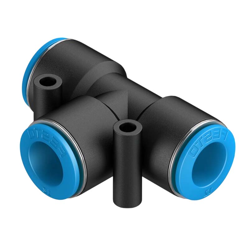 16 mm Pneumatik Schnell Steck Verbinder QS T-Stück blau/schwarz QS-4 (153036) - PN 14 bar