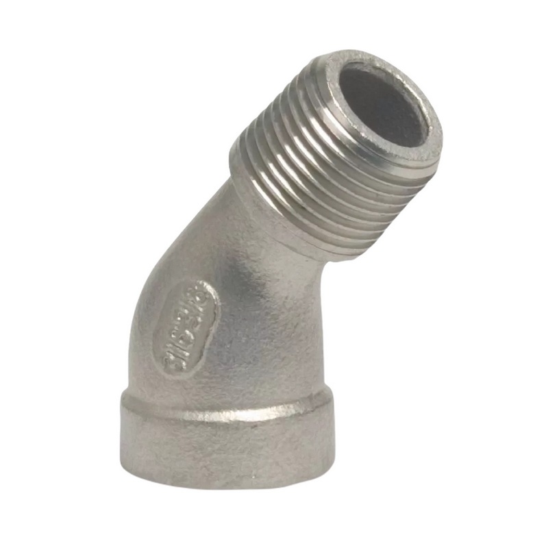 1 1/4" Edelstahl Fitting V4A AISI 316 Nr. 121 - Winkel 45° Innen x Außengewinde IG x AG - PN 10 bar