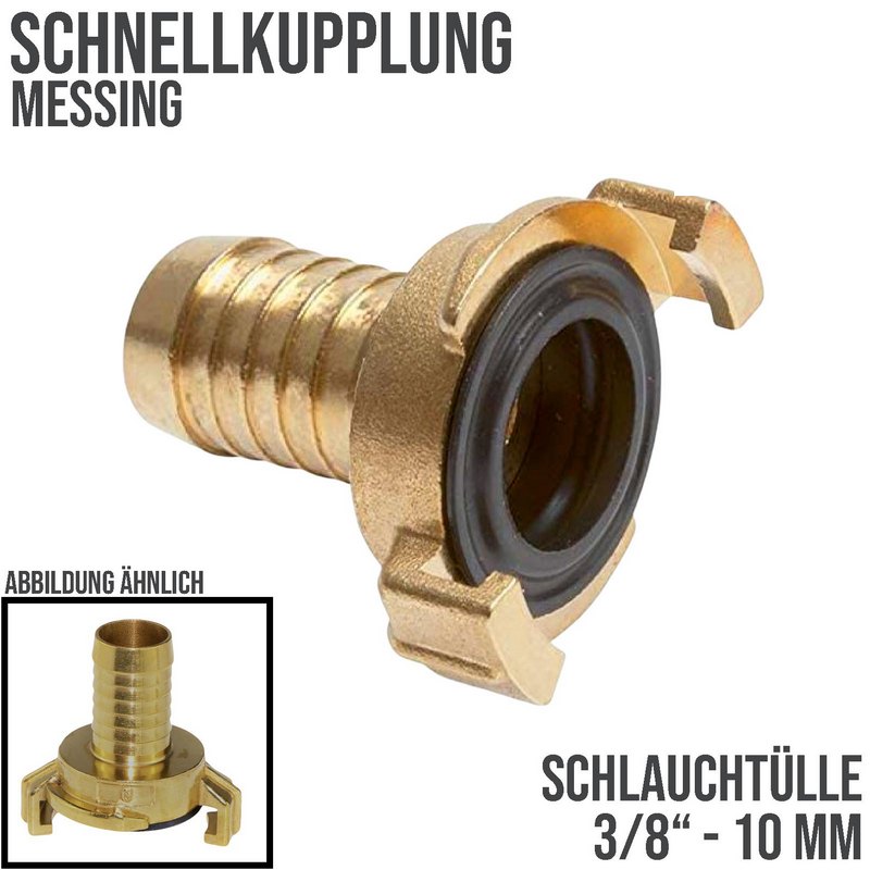 3/8" 10 mm Messing Schlauch Schnell Kupplung Tülle (GEKA kompatibel) - PN 12 bar