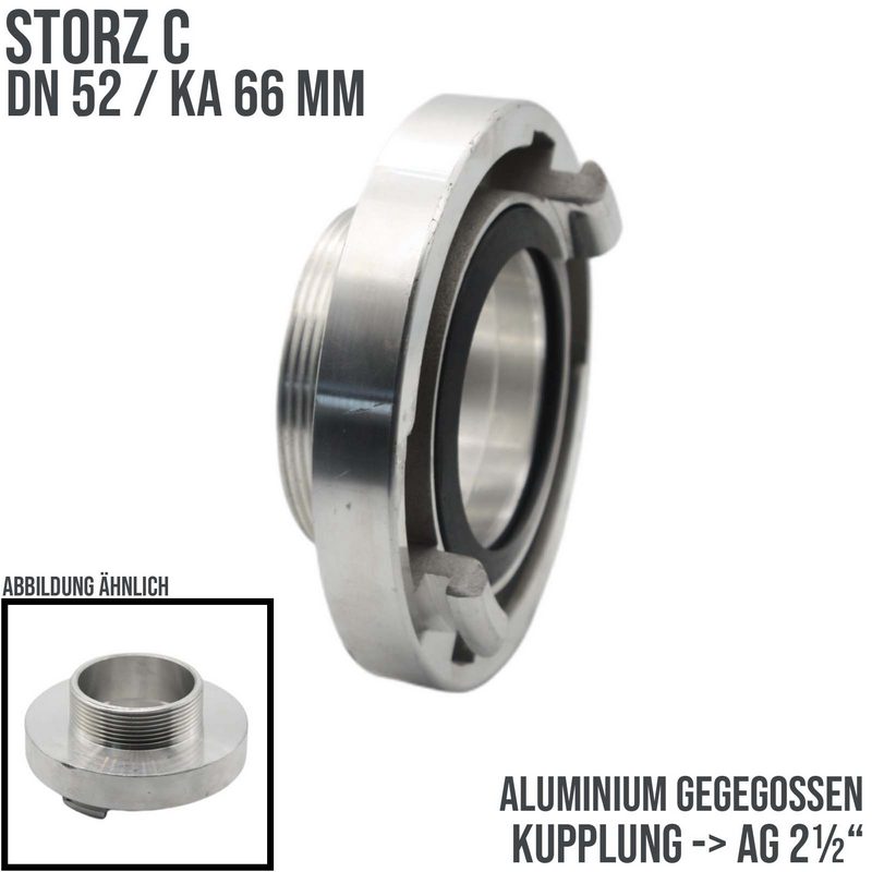 STORZ C DN 52 KA 66 Kupplung Außengewinde AG 2 1/2" Saug Bau Feuerwehr Schlauch Aluminium - PN 10 bar