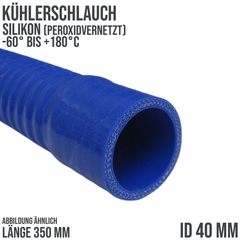 40 x 50 mm leicht flexibler Kühler Silikon LLK Ladeluft Kühlmittel Schlauch blau PN 1,5 bar - 350 mm Länge