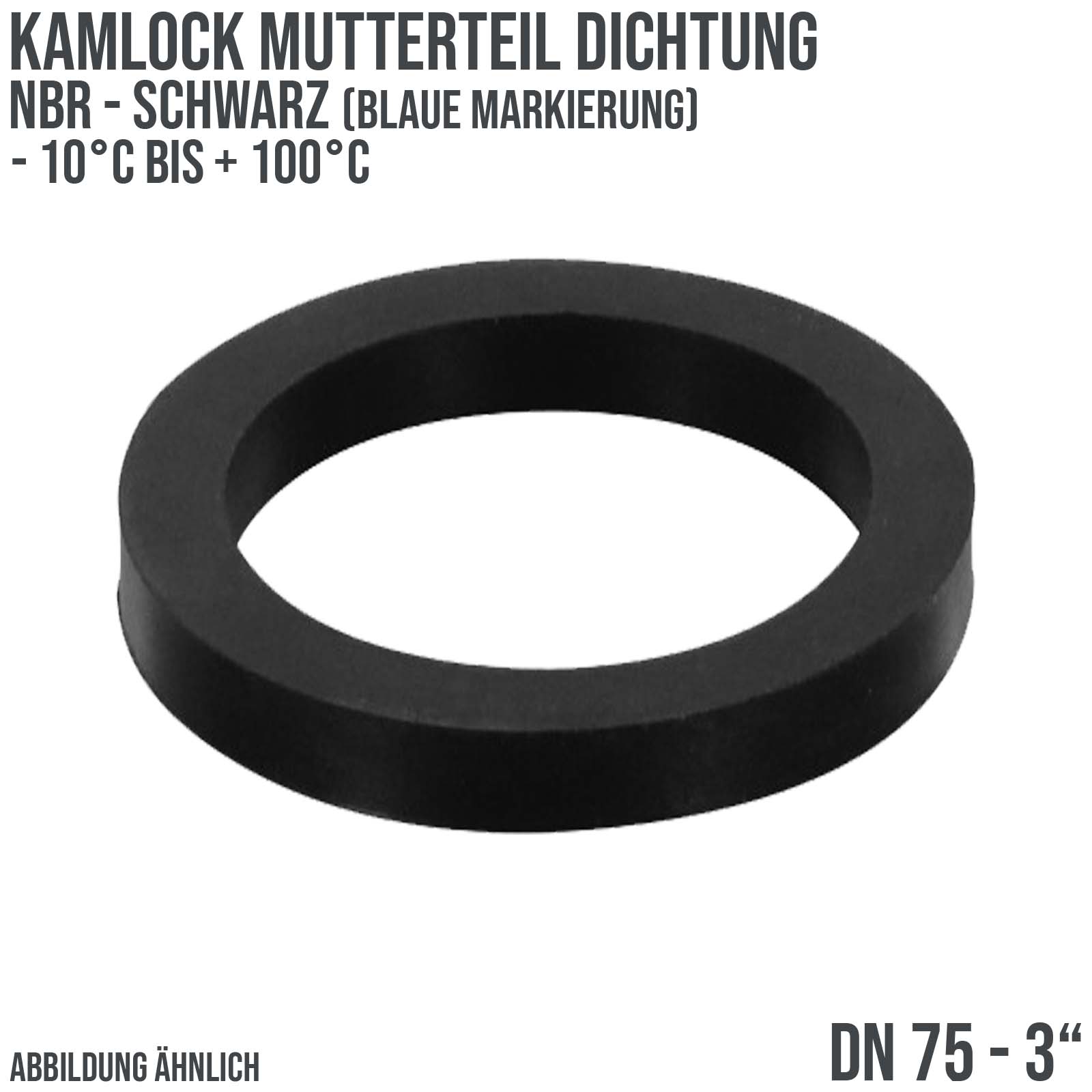 3" Zoll Kamlock Dichtung Mutterteil Kupplung schwarz/blau DN 75