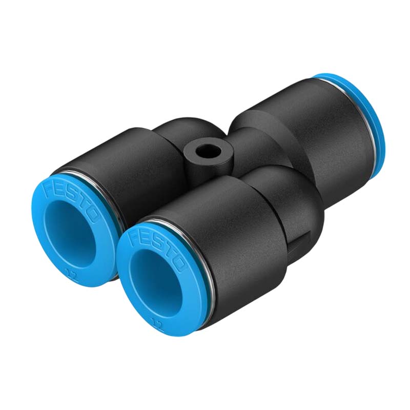 16 mm Pneumatik Schnell Steck Verbinder QS Y-Stück blau/schwarz QS-4 (153036) - PN 14 bar