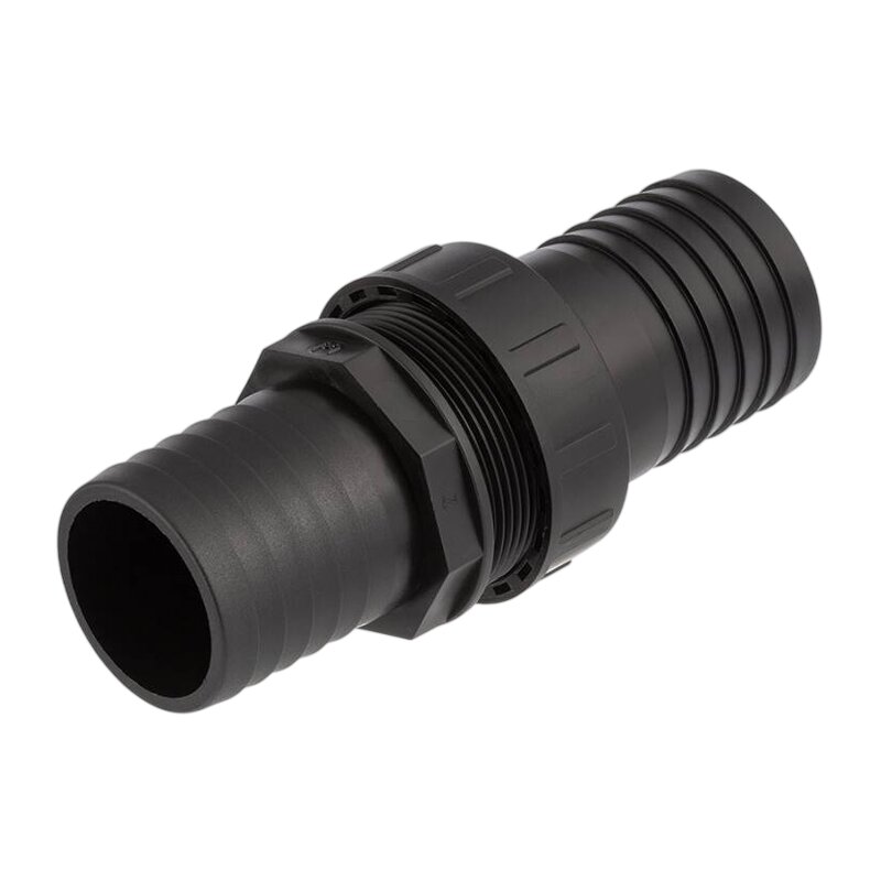 50 mm Schlauch Verschraubung 2-fach Stutzen Tülle Pool Teich Garten PP schwarz - PN 6 bar