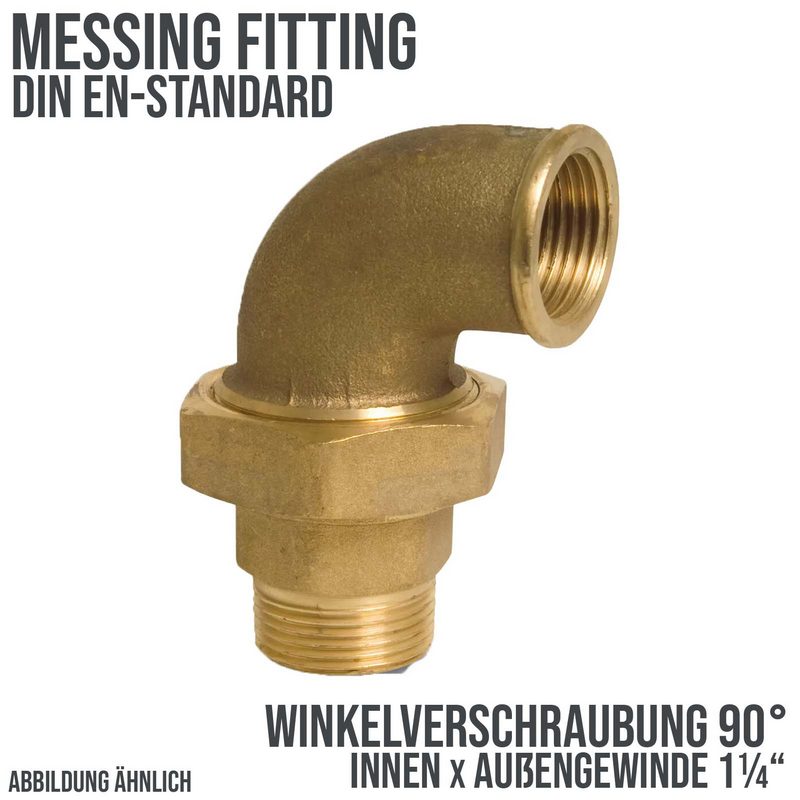 1 1/4" Winkelverschraubung 90° Nr. 96 Innen x Außengewinde IG x AG Messing Fittings PN 40 bar