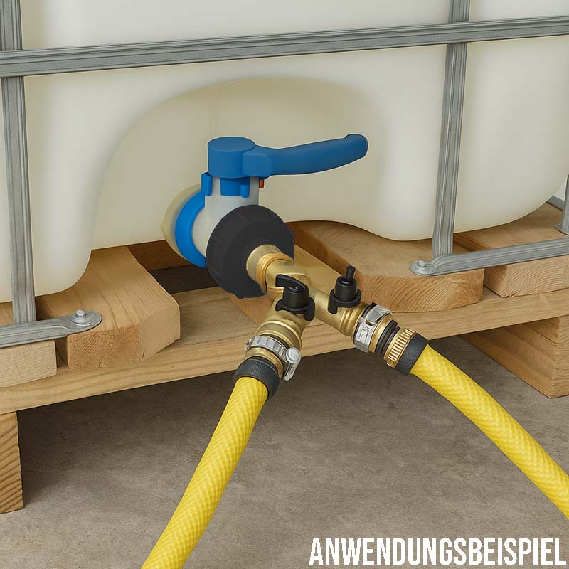S60 x 6 IBC Adapter Y-Verteiler Schnellkupplung absperrbar Container Tank Zubehör (GEKA kompatibel)