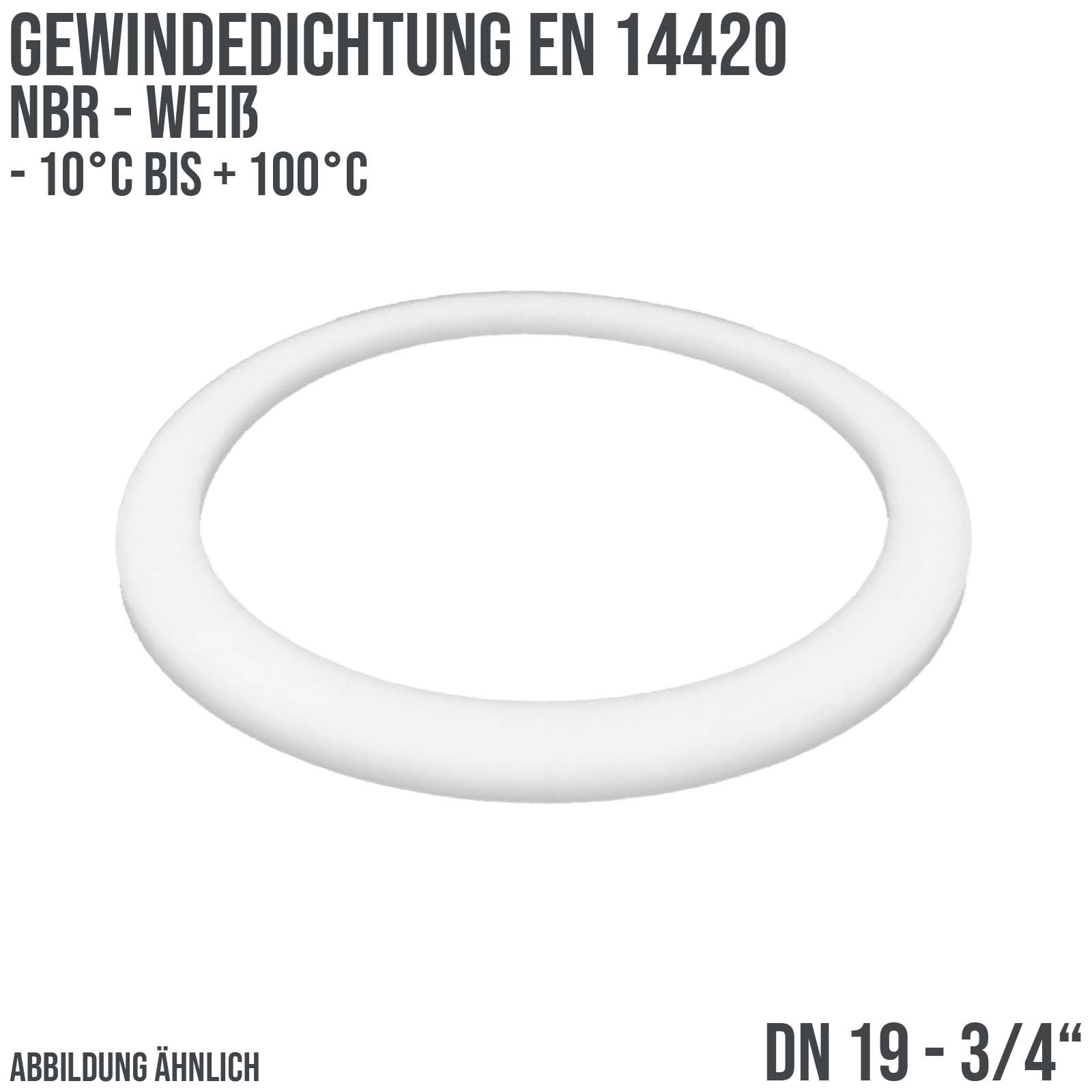 3/4" Zoll Gewindedichtung EN 14420 NBR weiß DN 19