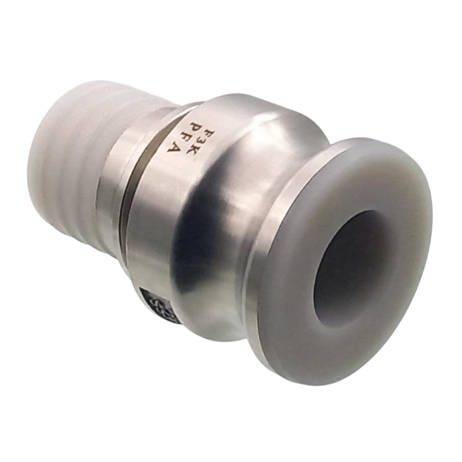 Kamlock Typ E - Vaterteil (91,5 mm) Edelstahl V2A (AISI 316) -> gerillter Stutzen DN 75 mm PFA beschichtet - PN 25 bar