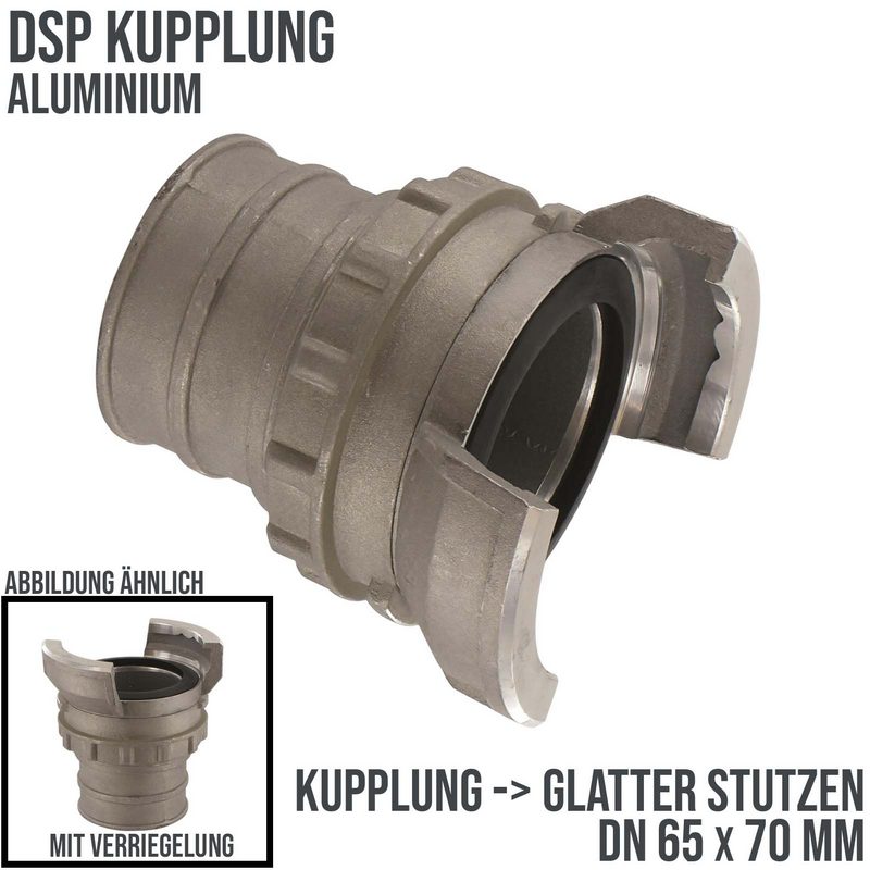 DN 65 DSP Kupplung Aluminium Schlauch Stutzen Tülle glatt 70 mm Verriegelung - PN 16 bar