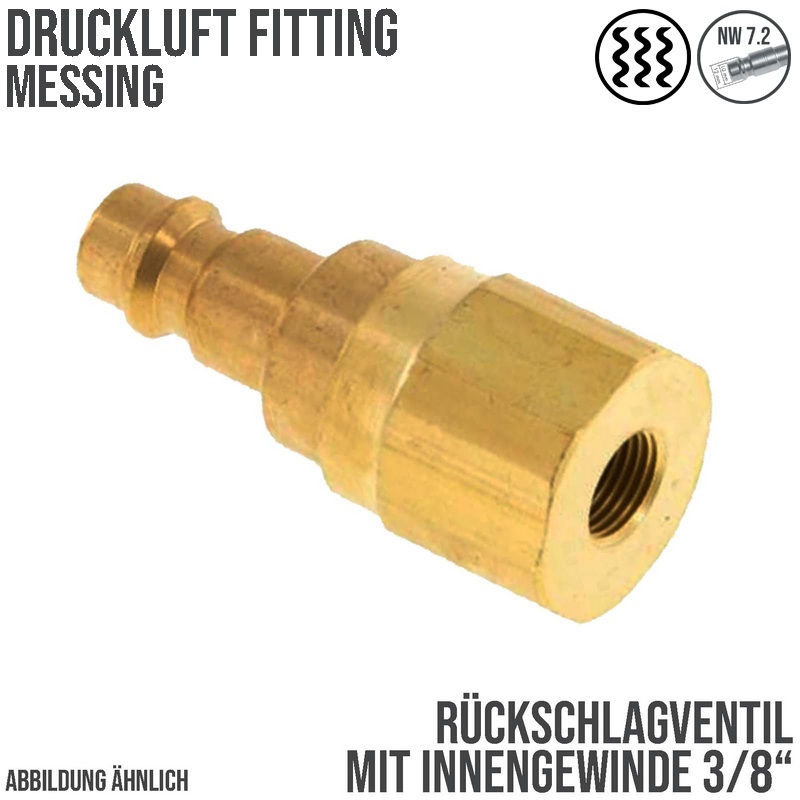 3/8 " Druckluft Stecker Nippel Einsteck Anschluss NW 7,2 mit Innengewinde (IG) Rückschlagventil