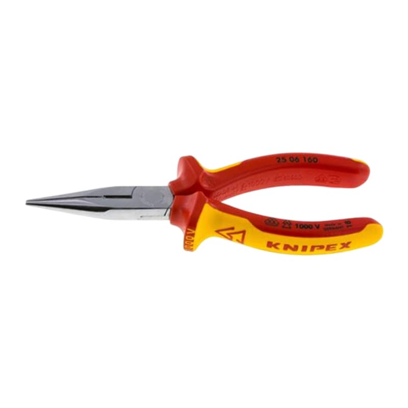 200 mm Flachrund Zange VDE gerade Backen verchromt 2K Griffe Knipex
