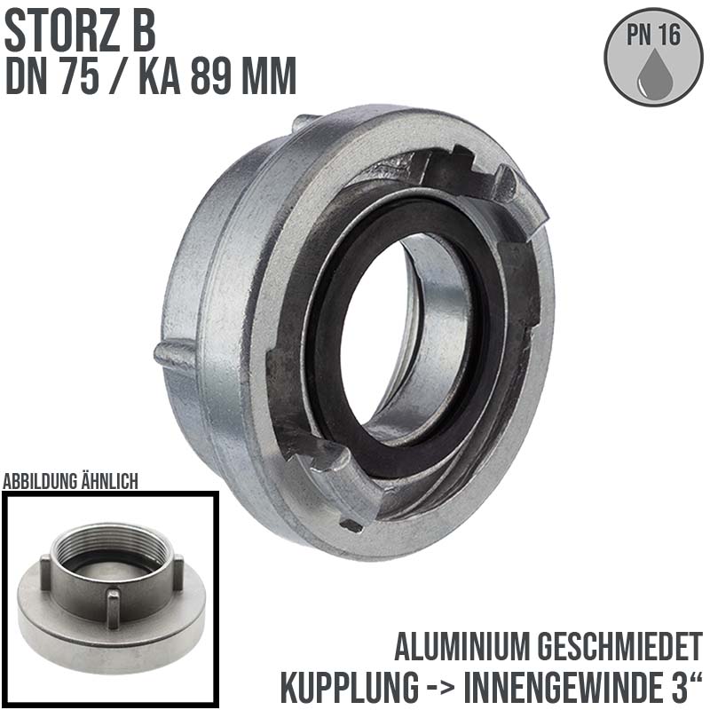 STORZ B DN 75 KA 89 Kupplung Innengewinde IG 3" Saug Bau Feuerwehr Schlauch Aluminium - PN 16 bar