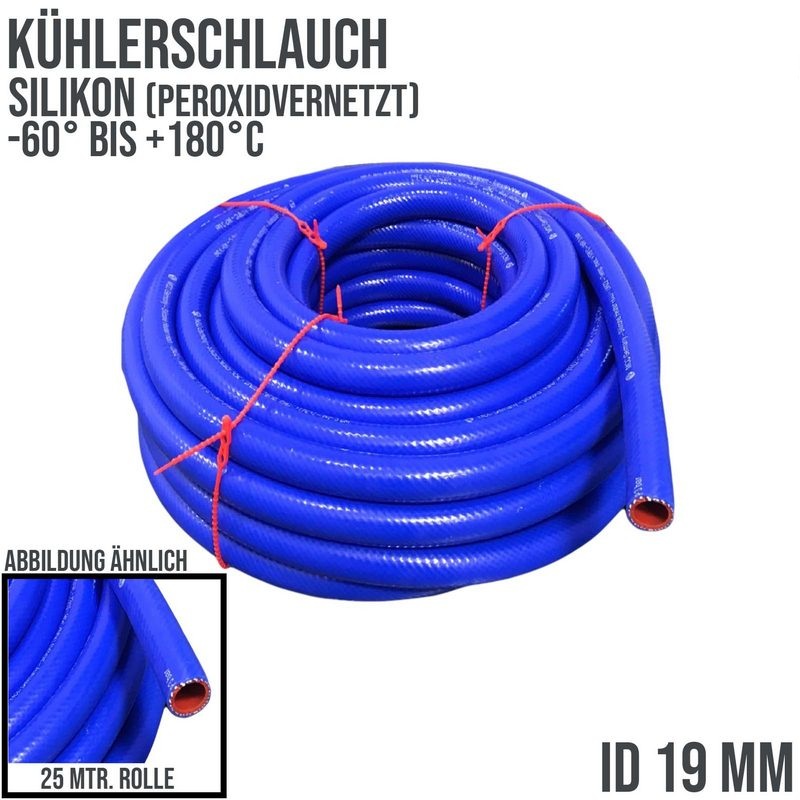19 x 27 mm Kühlerschlauch Silikon LLK Ladeluft Kühlmittel Schlauch blau/rot PN 4,5 bar - 25 m