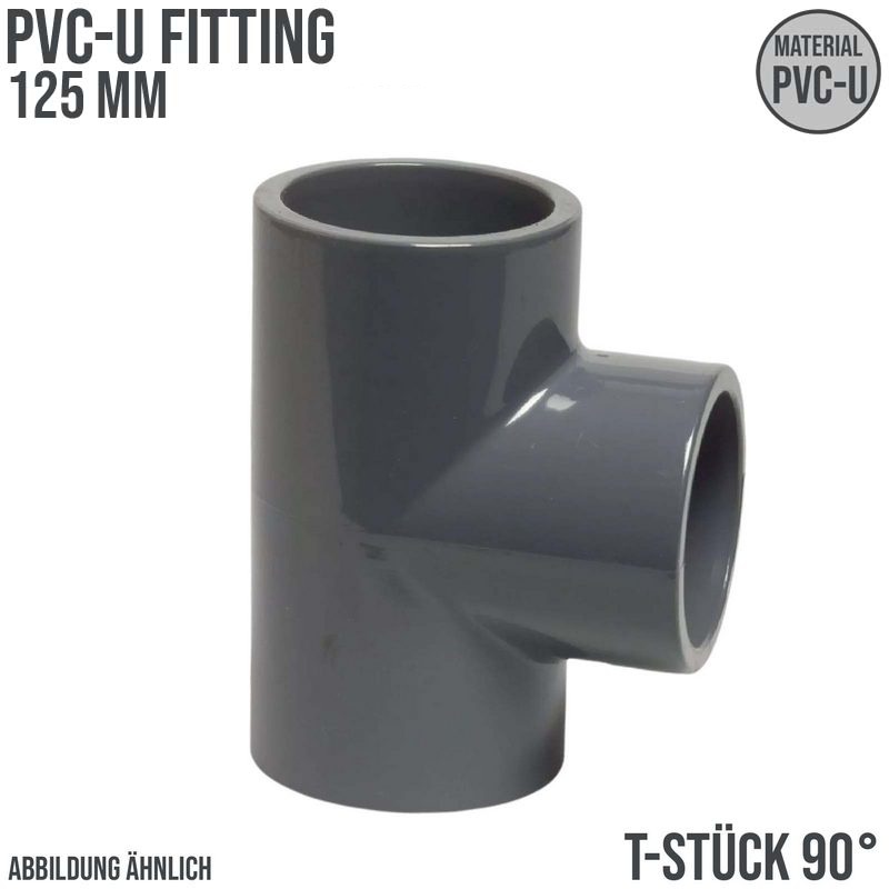 125 mm PVC Klebe Fitting T-Stück 90° Winkel Muffe Verbinder - PN 16 bar