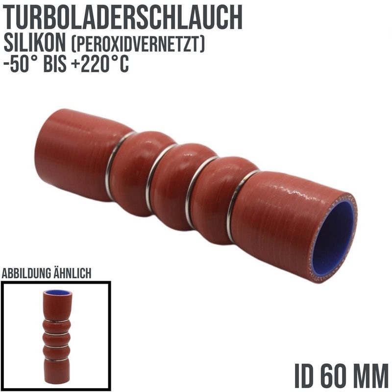 60 mm Turbolader Silikon Wulst Verbinder LLK Ladeluft KFZ Schlauch - 200mm ( 4 Lagen)