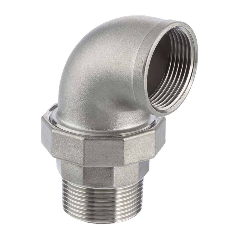 1/2" Edelstahl Fitting V4A AISI 316 Winkelverschraubung 90° Innen x Außengewinde IG x AG flach dichtend - PN 16 bar
